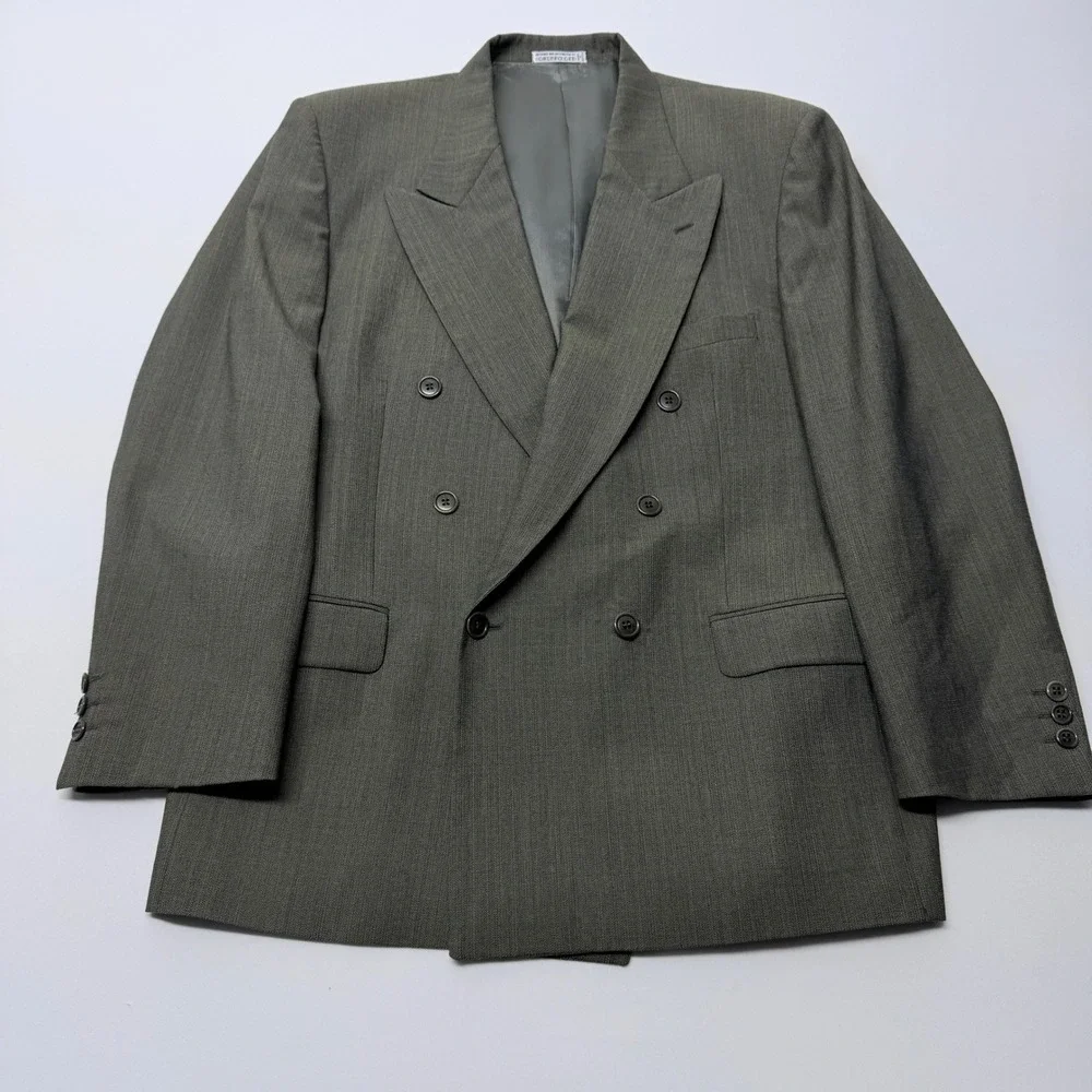 Ungaro Paris Uomo Mens Grey Wool Double Breasted Pinstripe Blazer Jacket 40R
